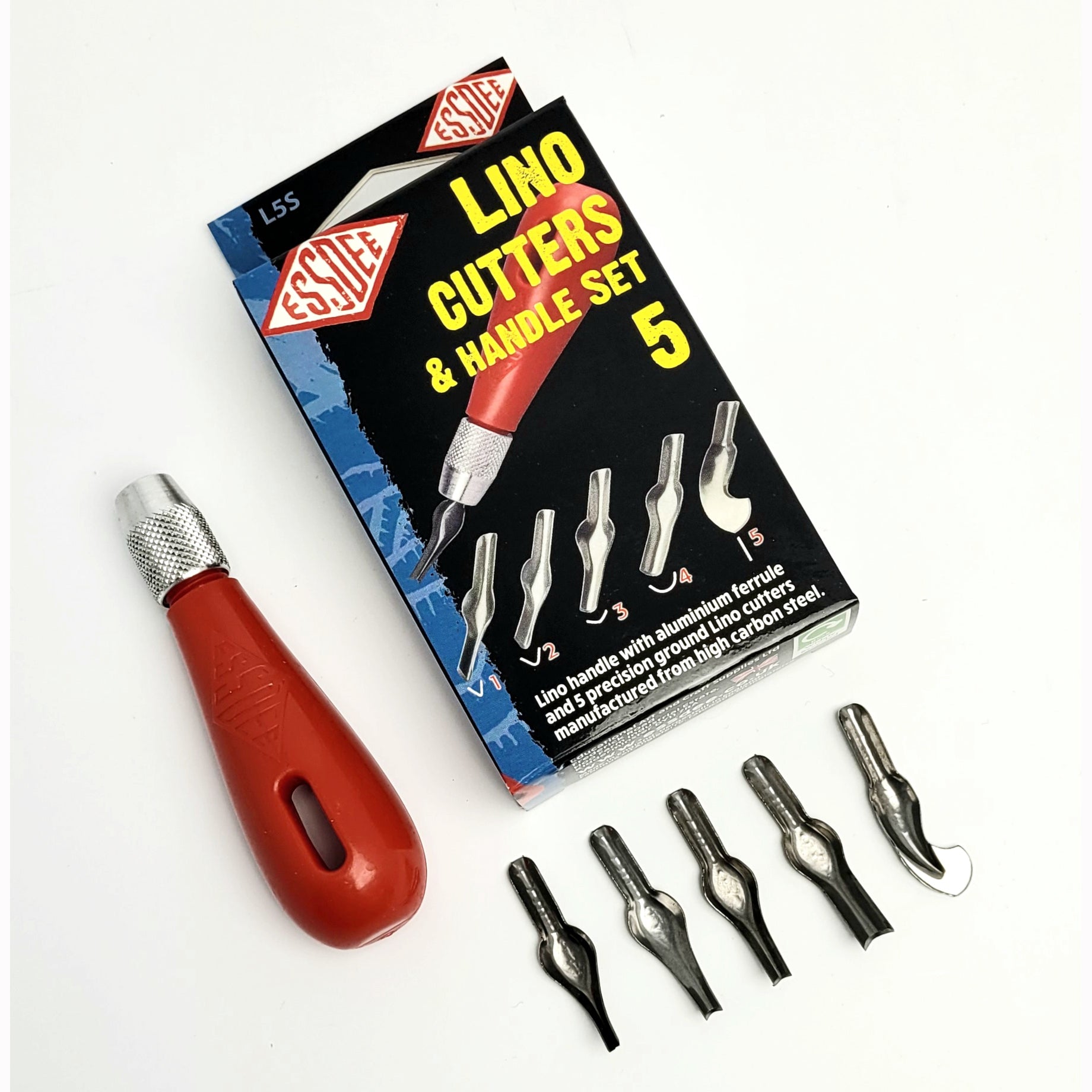 Softcut lino knivset, 5 blad + 1 handtag